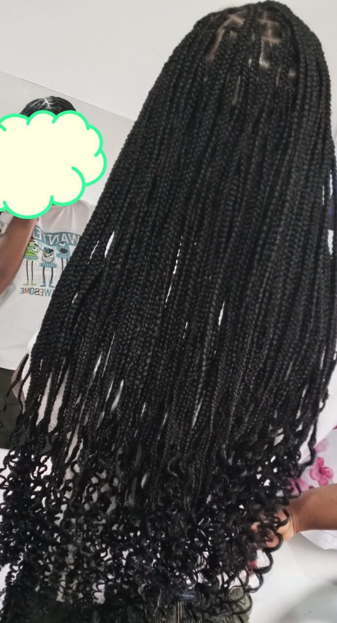 Curly bob braids, front view
